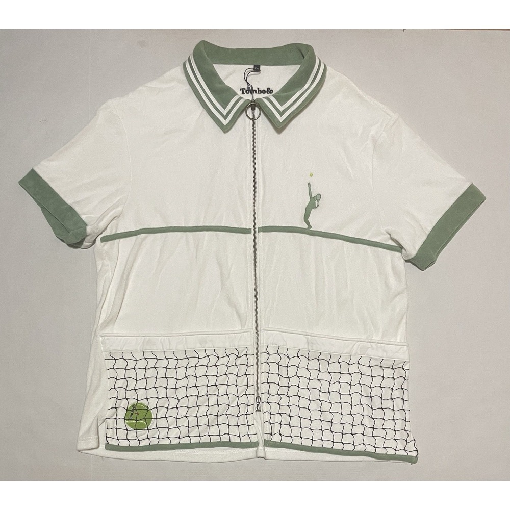 NWT‎ Tombolo 'Fault One' Tennis Cabana Shirt Unisex Size XXL White Terry